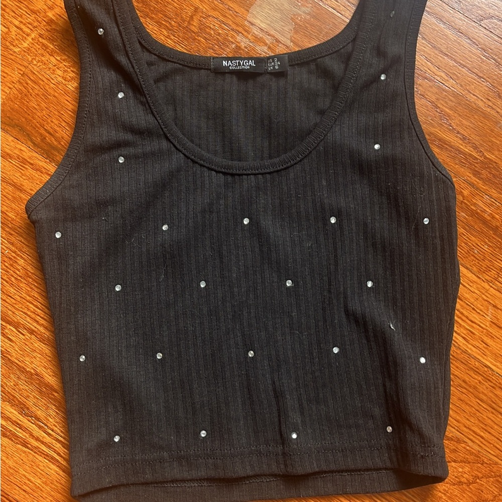 Nasty gal black rhinestone top